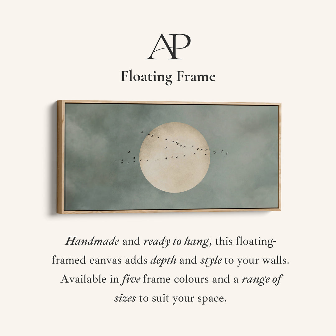 Birds And Moon Panoramic Wall Art Statement Wall Decor Hallway