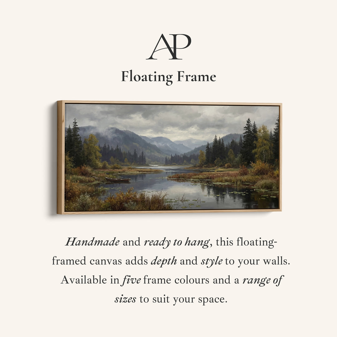 Mountain Lake Above Bed Wall Art Panoramic Canvas Print For Living Room