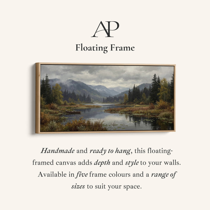 Mountain Lake Above Bed Wall Art Panoramic Canvas Print For Living Room