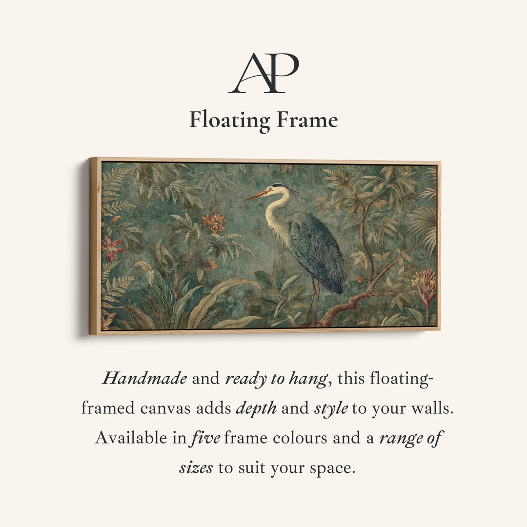 Blue Heron Above Soft Wall Art Horizontal Canvas Print For Hallway