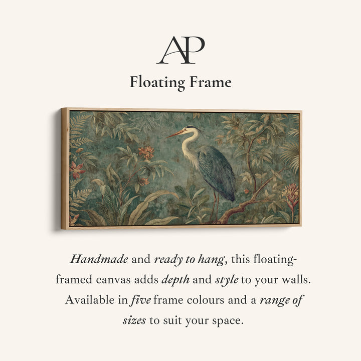 Blue Heron Above Soft Wall Art Horizontal Canvas Print For Hallway