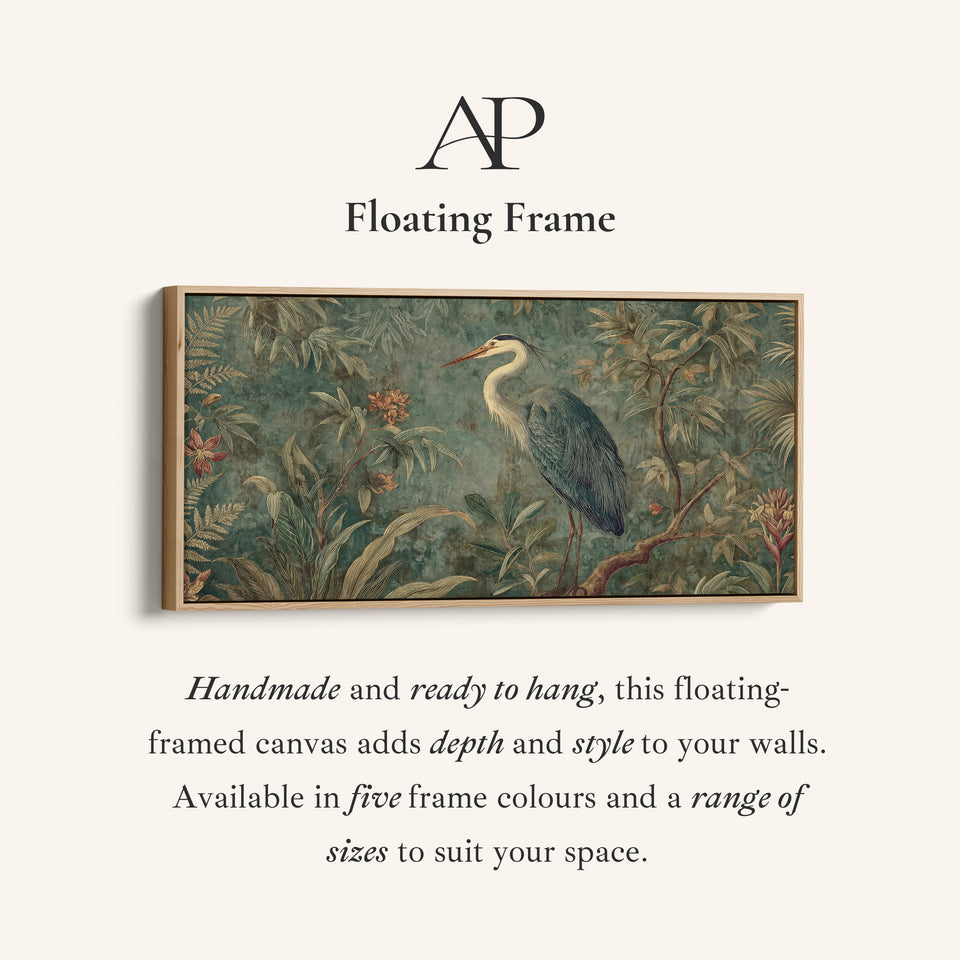 Blue Heron Above Soft Wall Art Horizontal Canvas Print For Hallway