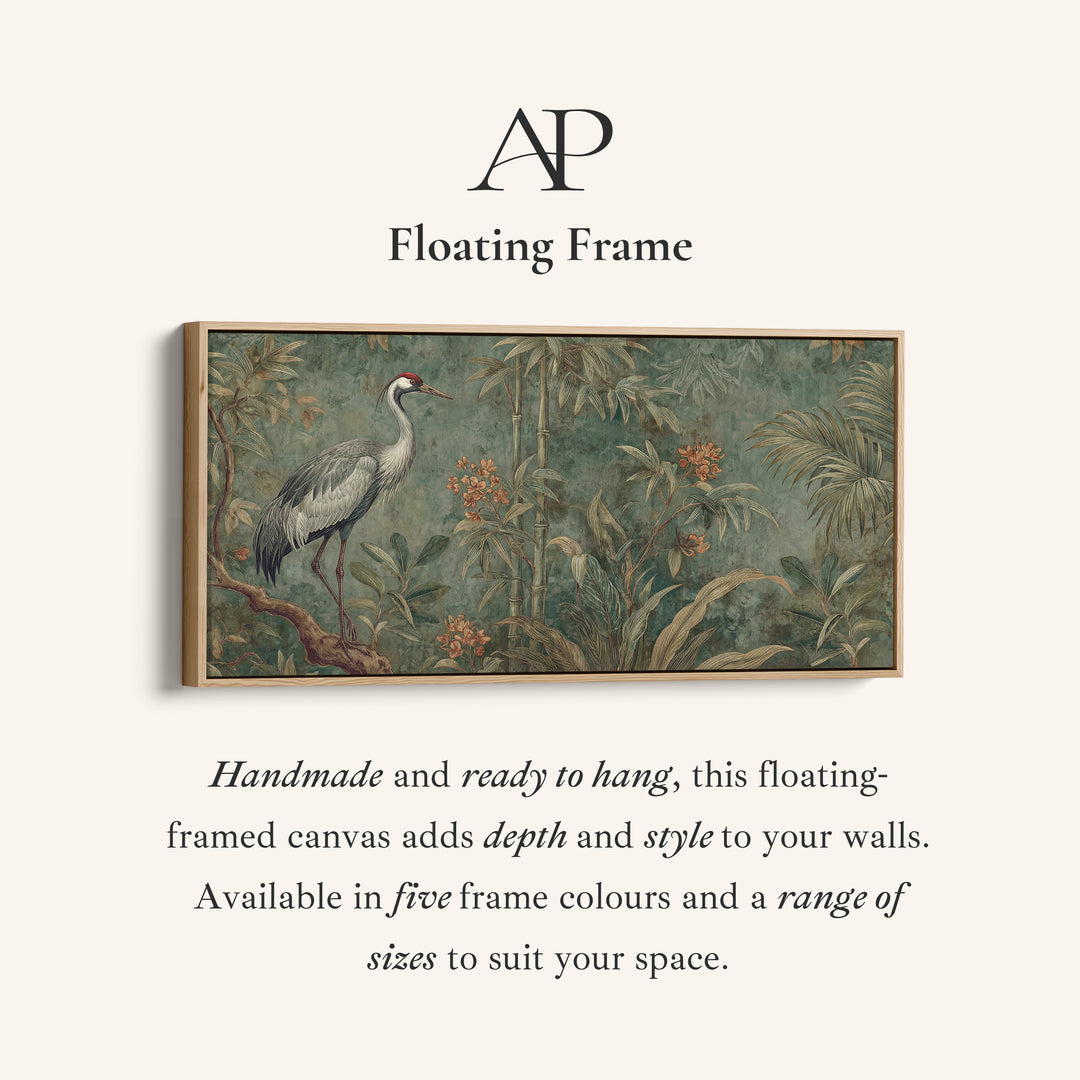 Crane With Bamboo Bedroom Wall Art Extra Wide Canvas For Office