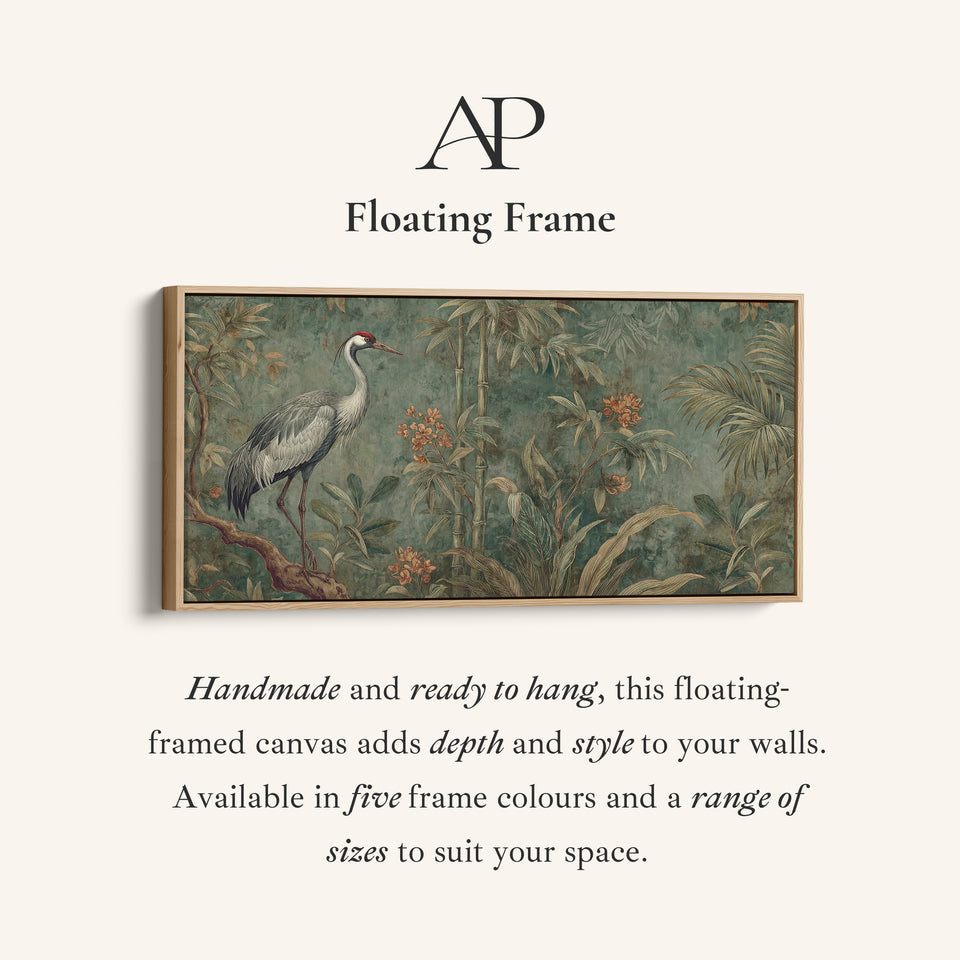 Crane With Bamboo Bedroom Wall Art Extra Wide Canvas For Office