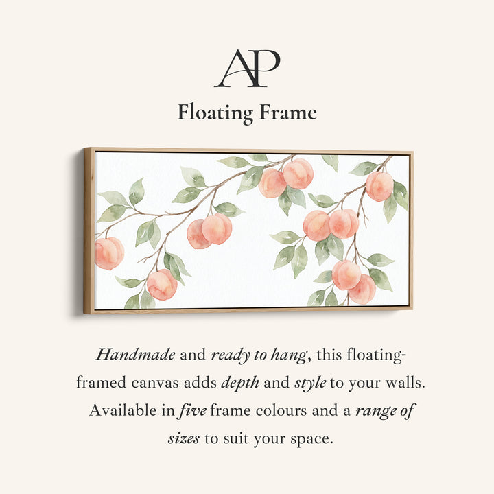 Peach Branches Wide Framed Canvas Extra Wide Canvas For Kitchen