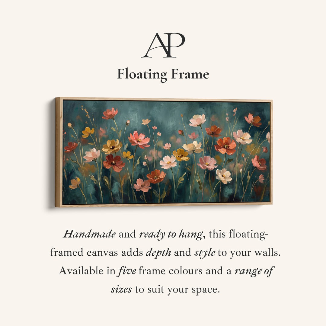 Pastel Wildflowers Wide Canvas Statement Wall Decor For Living Room