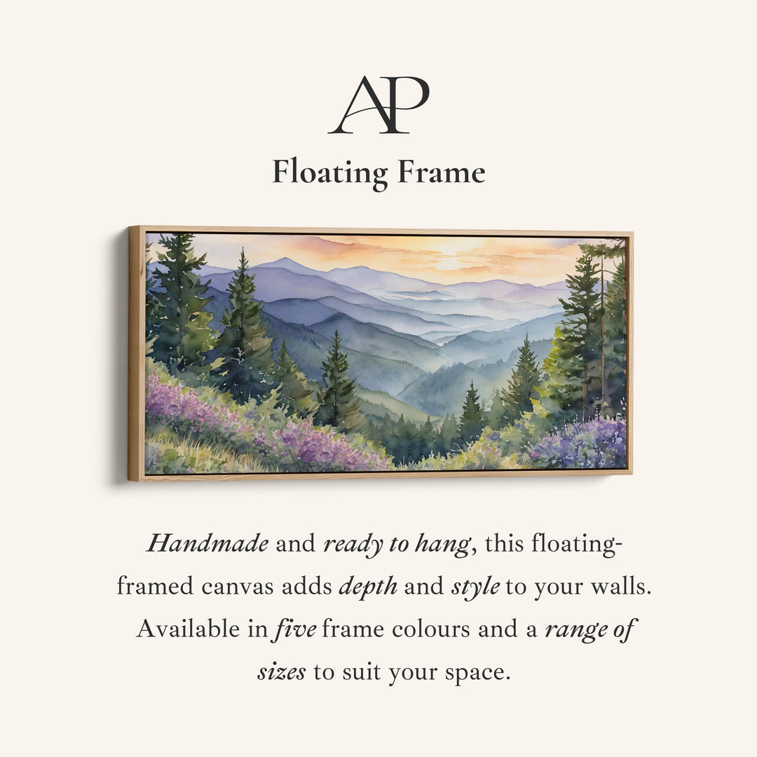 Mountain Valley Landscape Horizontal Wall Art Panoramic Canvas Print For Office