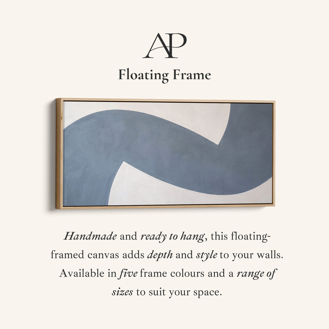 Blue Curved Abstract Form Above Bed Wall Art Horizontal Canvas Print For Bedroom