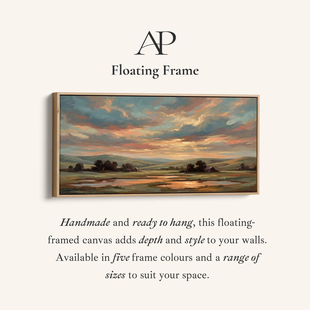 Sunset Countryside Landscape Above Soft Wall Art Panoramic Canvas Print For Living Room