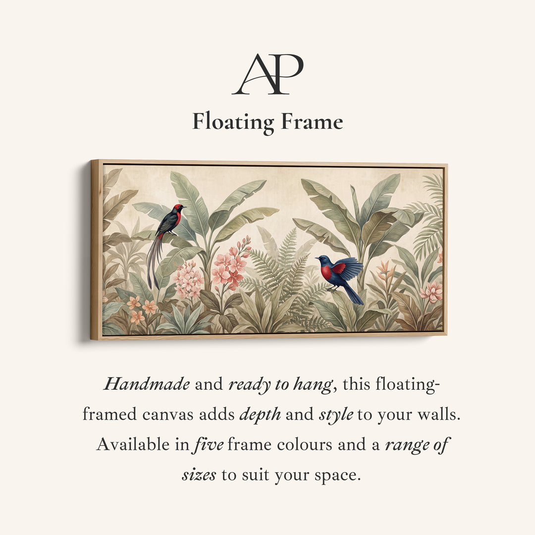 Tropical Birds Among Leaves Horizontal Wall Art Statement Wall Decor For Living Room