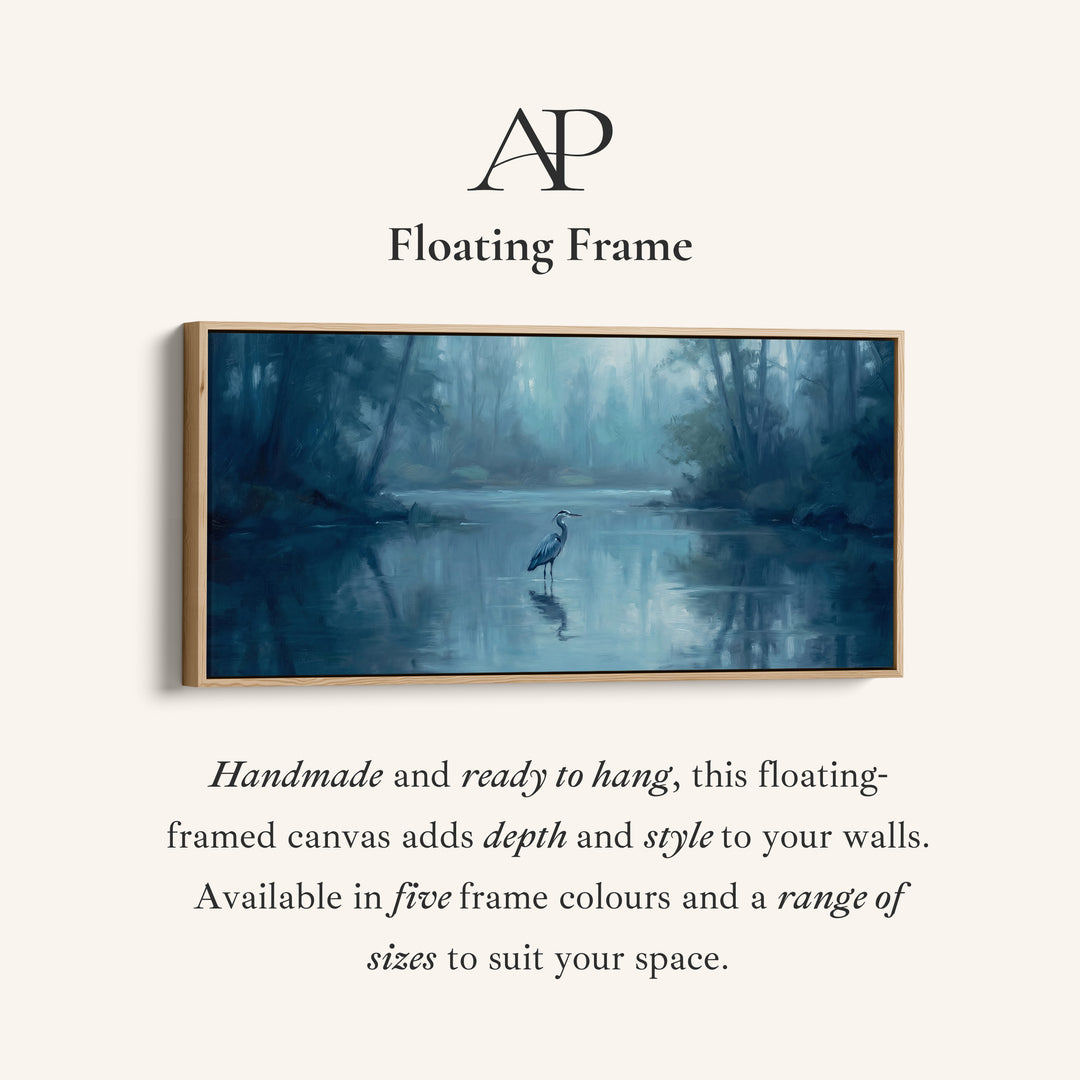 Misty Lake Heron Above Bed Wall Art Statement Wall Decor For Bedroom