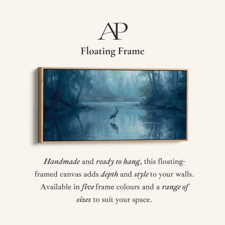 Misty Lake Heron Above Bed Wall Art Statement Wall Decor For Bedroom