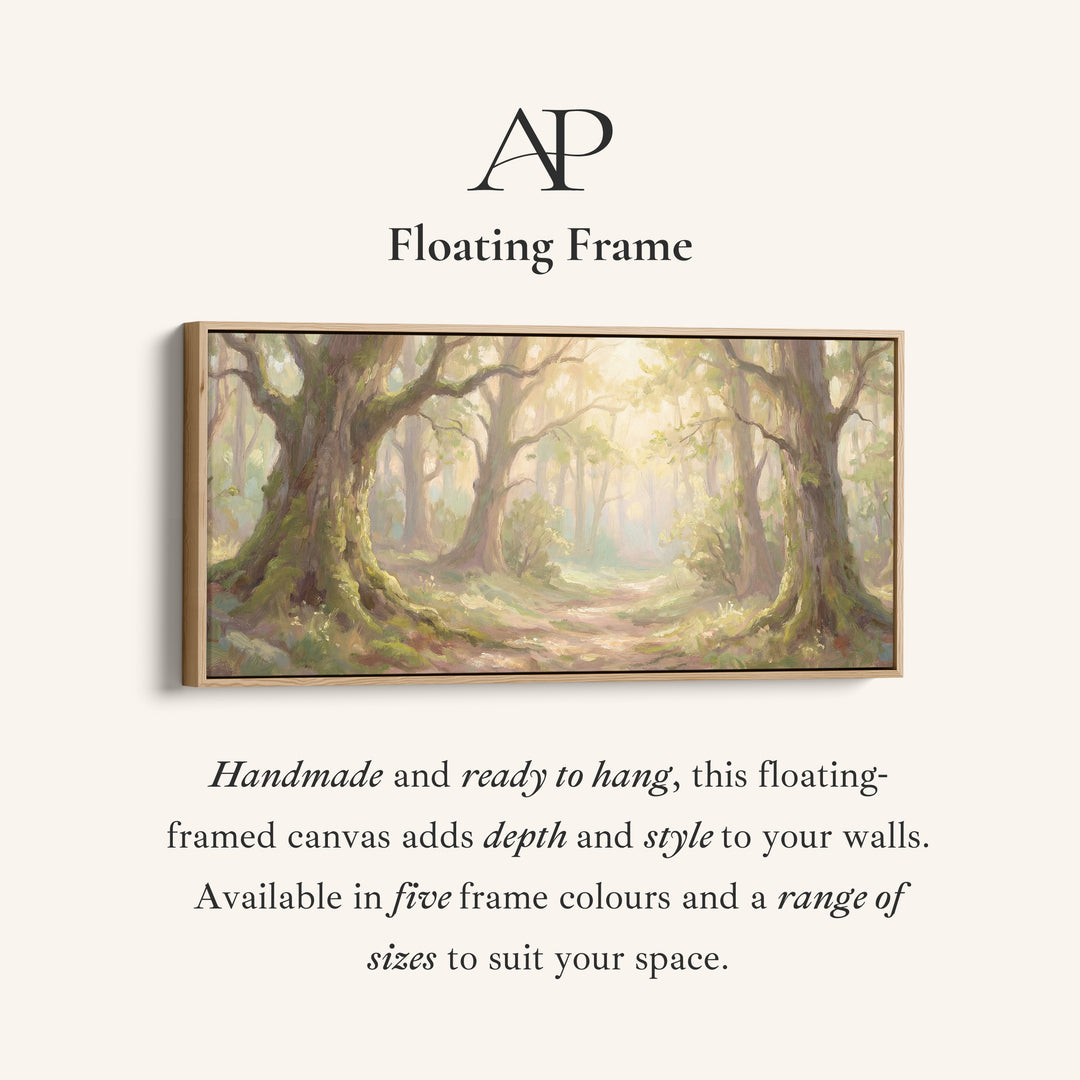 Sunlit Woodland Long Wall Art Horizontal Canvas Print For Hallway