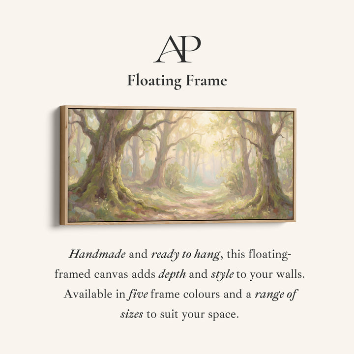 Sunlit Woodland Long Wall Art Horizontal Canvas Print For Hallway