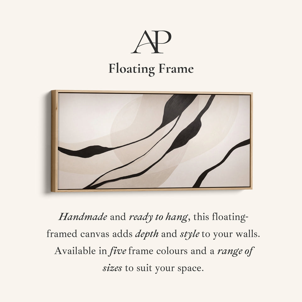 Bedroom Wall Art Black Organic Lines Extra Wide Canvas Office