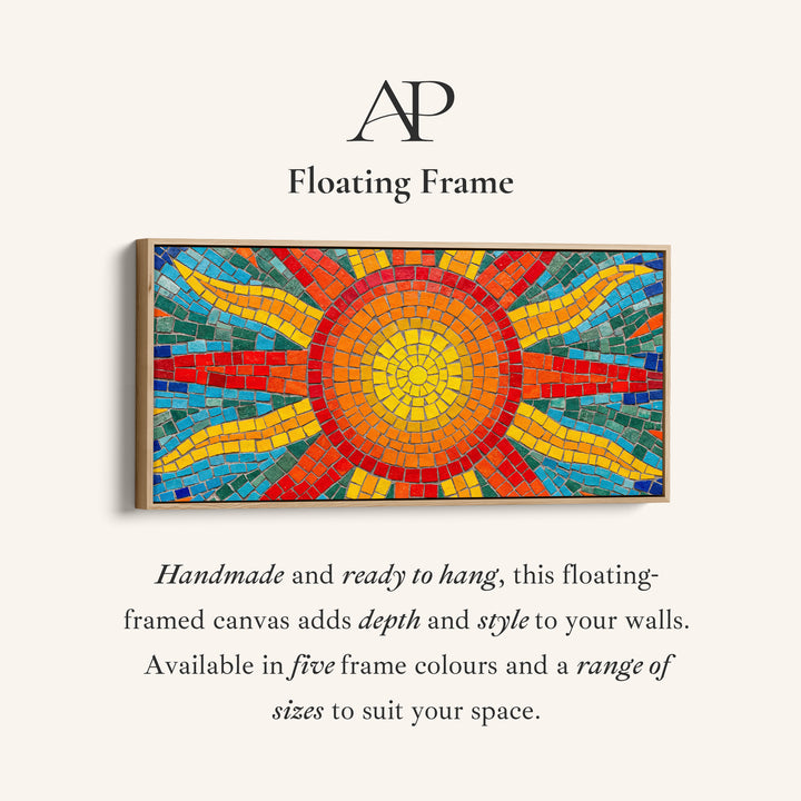 Wide Canvas Mosaic Sun Pattern Panoramic Canvas Print Living Room