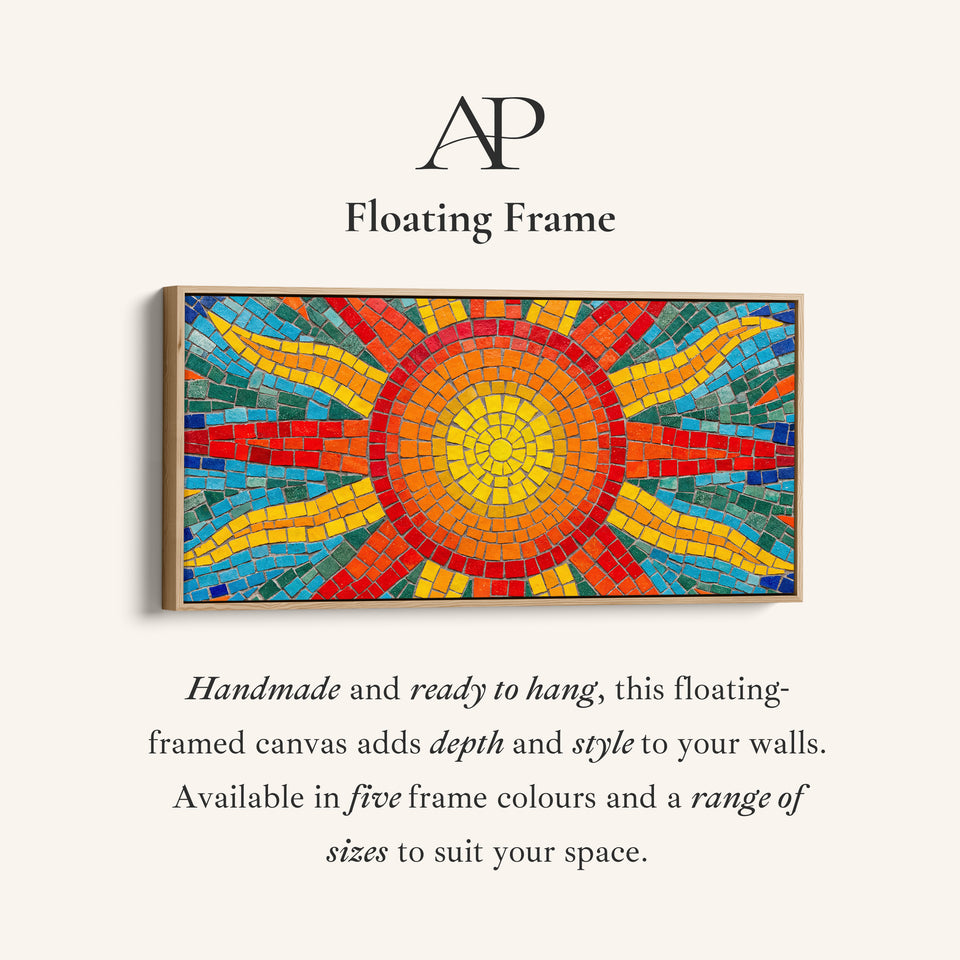 Wide Canvas Mosaic Sun Pattern Panoramic Canvas Print Living Room