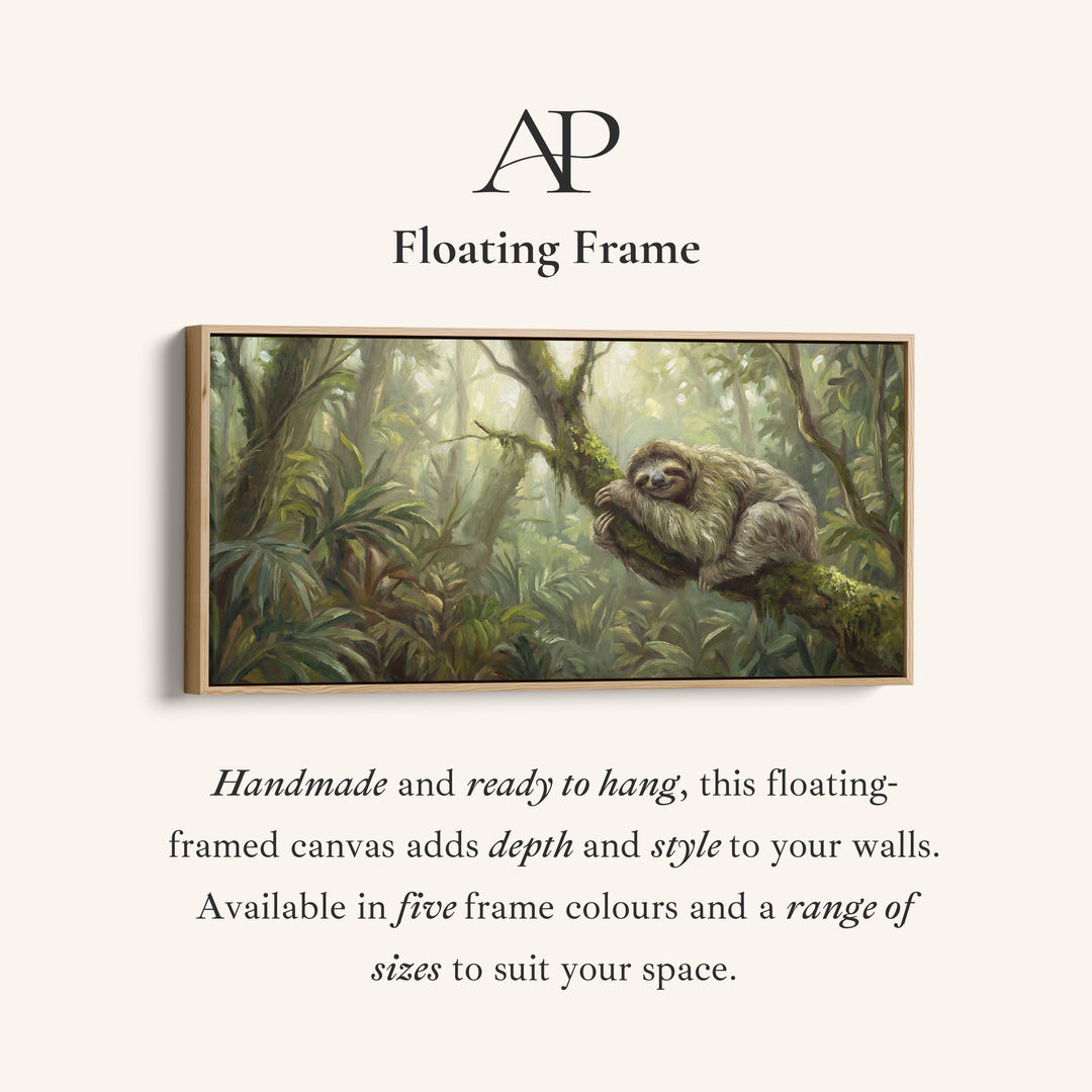 Horizontal Wall Art Sloth On Tree Branch Panoramic Canvas Print Bedroom