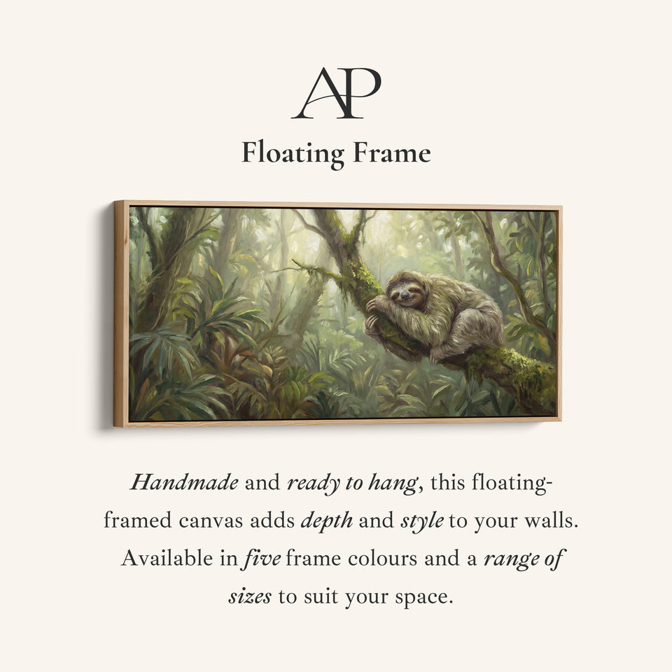 Horizontal Wall Art Sloth On Tree Branch Panoramic Canvas Print Bedroom