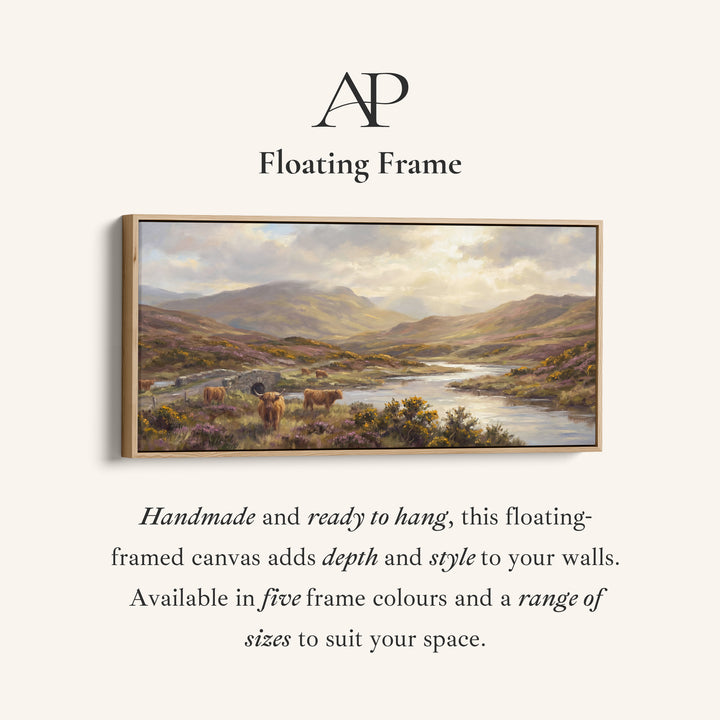 Highland Cows above soft wall art Extra Wide Canvas Office