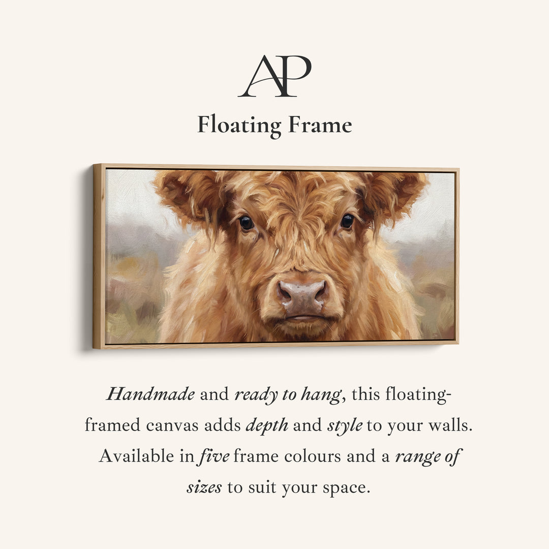 Highland Cow Portrait Bedroom wall art Framed Canvas Print Hallway
