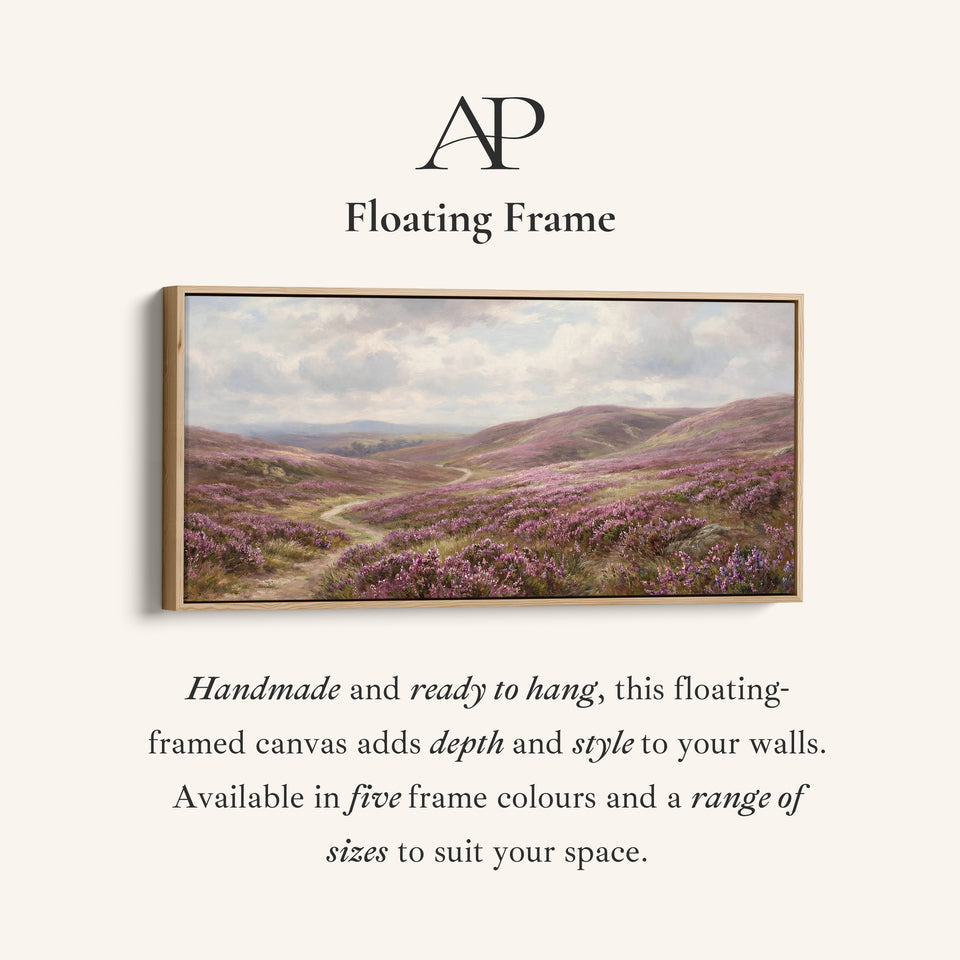 Heather Moorland wide framed canvas Panoramic Canvas Print Bedroom