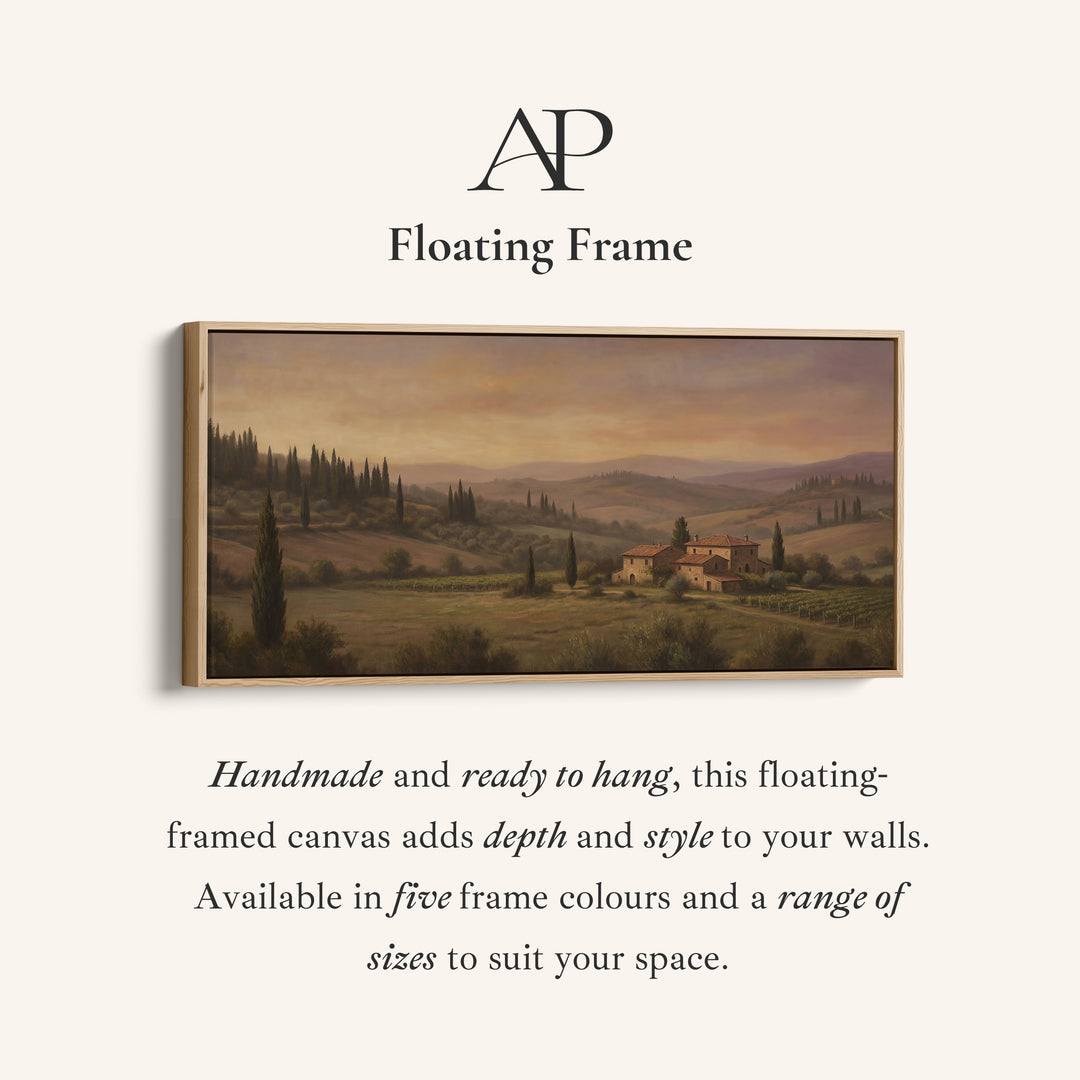 Tuscan Countryside Villa Above Soft Wall Art Panoramic Canvas Print For Living Room