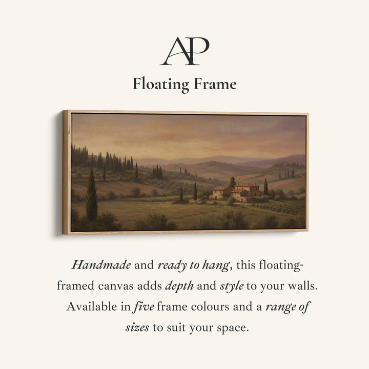 Tuscan Countryside Villa Above Soft Wall Art Panoramic Canvas Print For Living Room