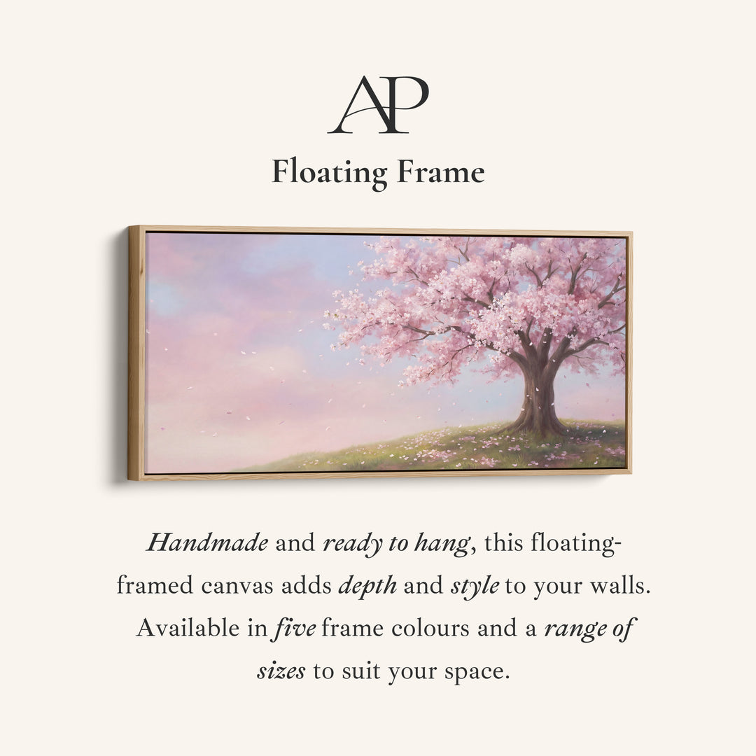Cherry Blossom Tree Panoramic Wall Art Horizontal Canvas Print For Bedroom