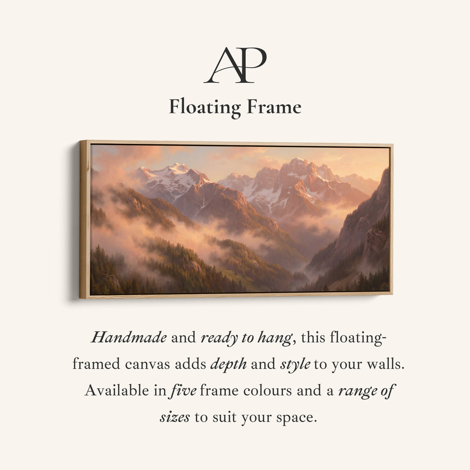 Mountain Valley Sunrise Wide Framed Canvas Extra Wide Canvas For Living Room