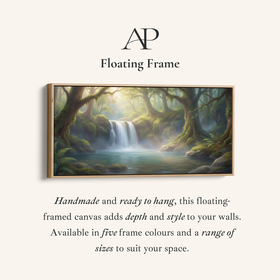 Forest Waterfall wide canvas Statement Wall Decor For Living Room