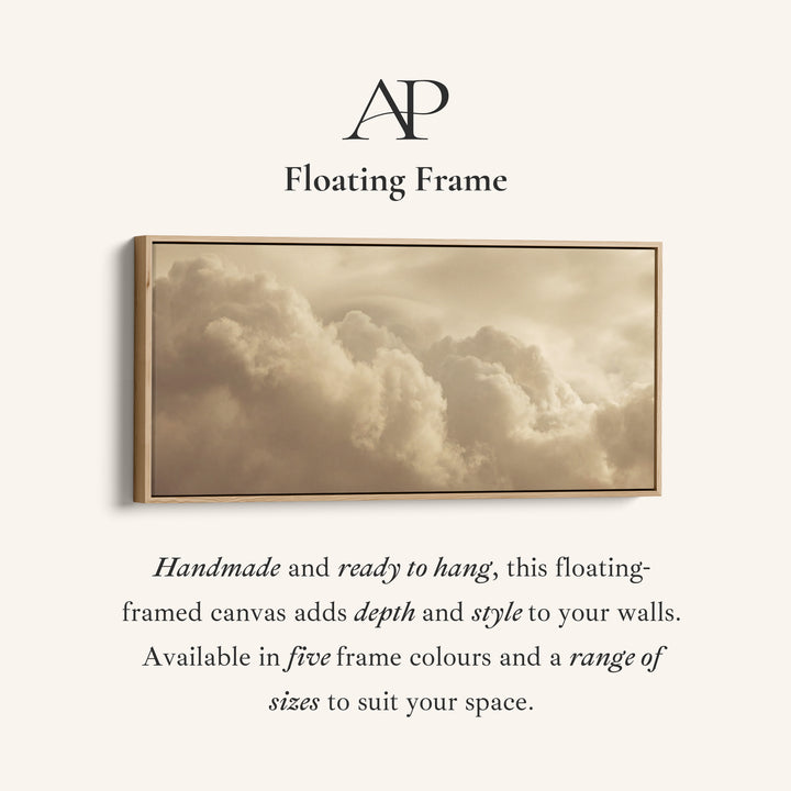 Warm Sepia Clouds Horizontal Wall Art Panoramic Canvas Print For Living Room