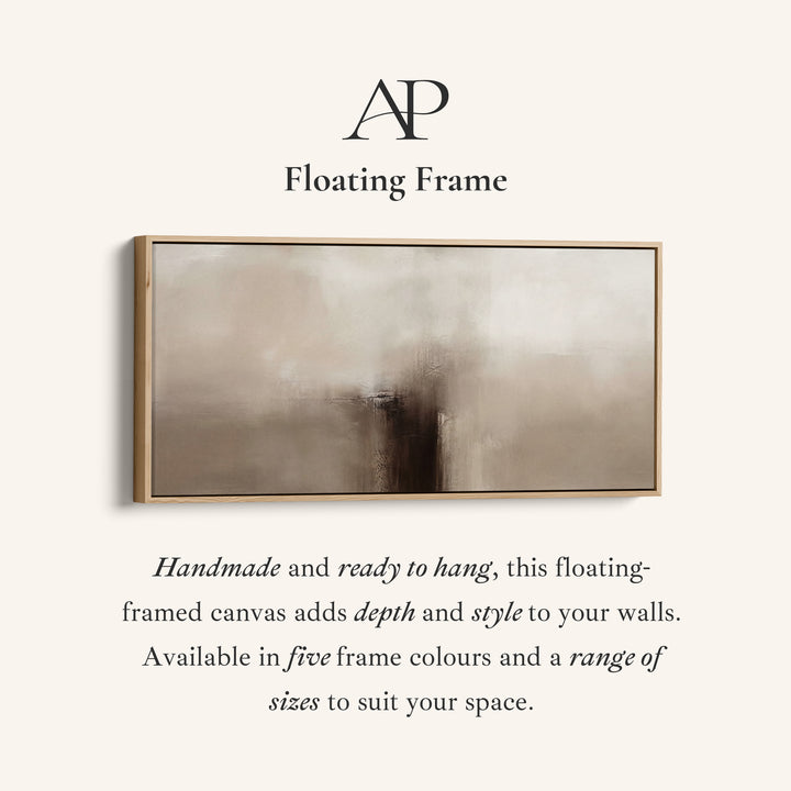 Abstract Beige Horizontal Wall Art Framed Canvas Print For Bedroom