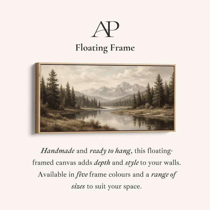 Mountain River Horizontal Wall Art Panoramic Canvas Print For Office