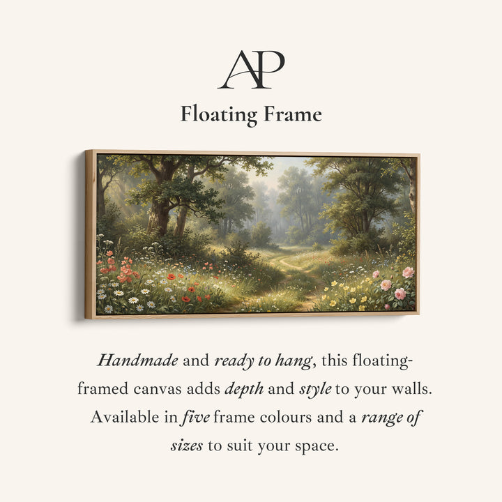 Horizontal Wall Art Woodland Wildflower Path Panoramic Canvas Print For Bedroom