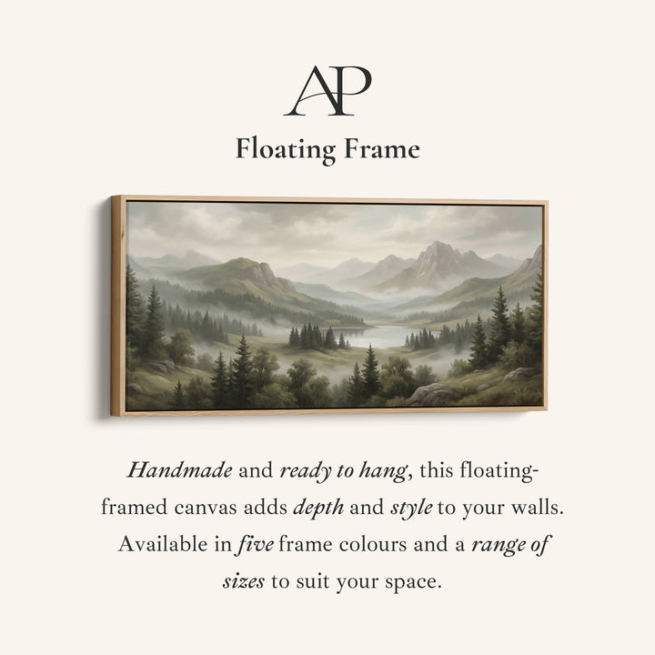 Above Bed Wall Art Misty Mountain Lake Valley Extra Wide Canvas For Living Room