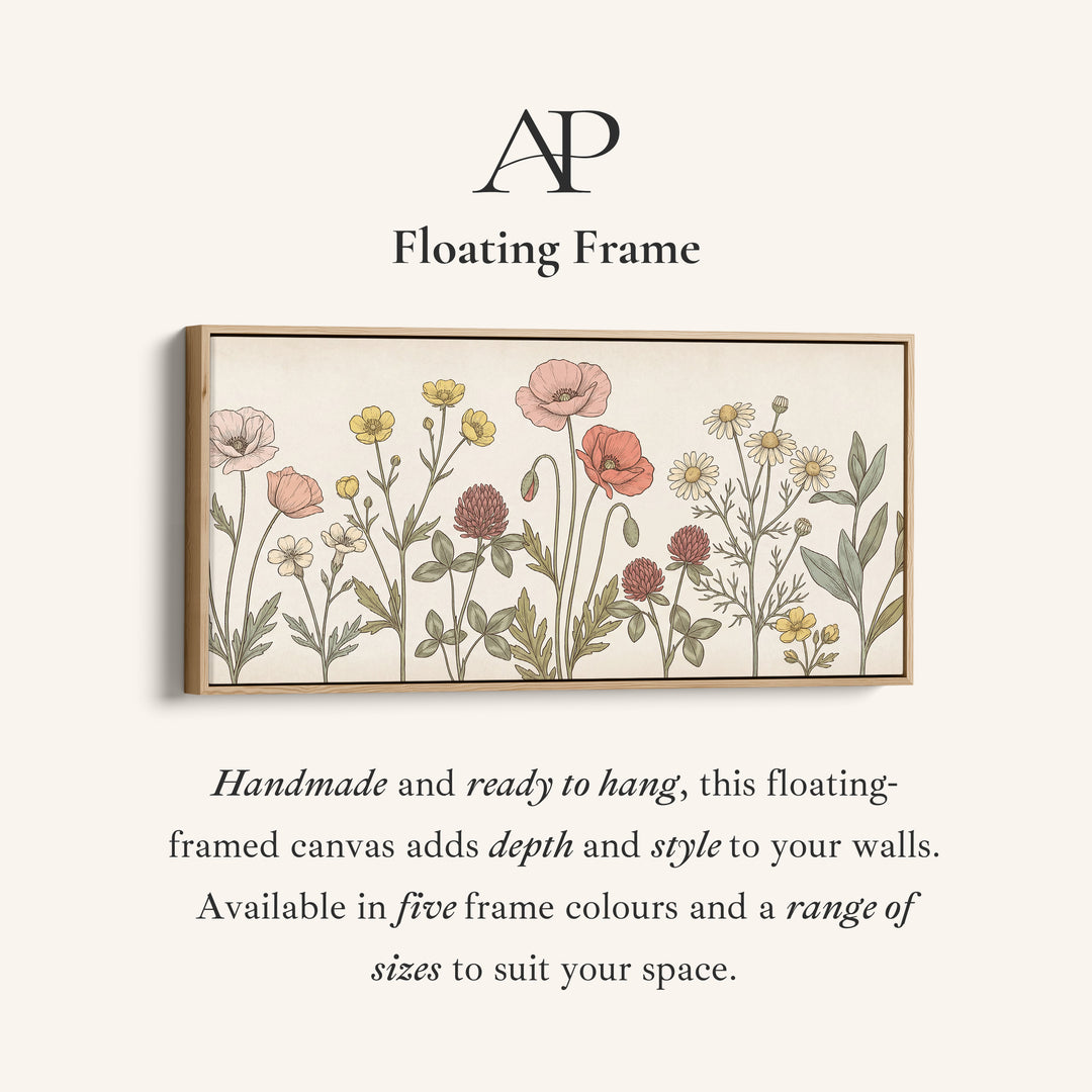 Large Wall Art Botanical Wildflower Illustration Horizontal Canvas Print For Kitchen