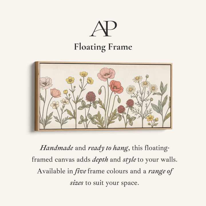 Large Wall Art Botanical Wildflower Illustration Horizontal Canvas Print For Kitchen