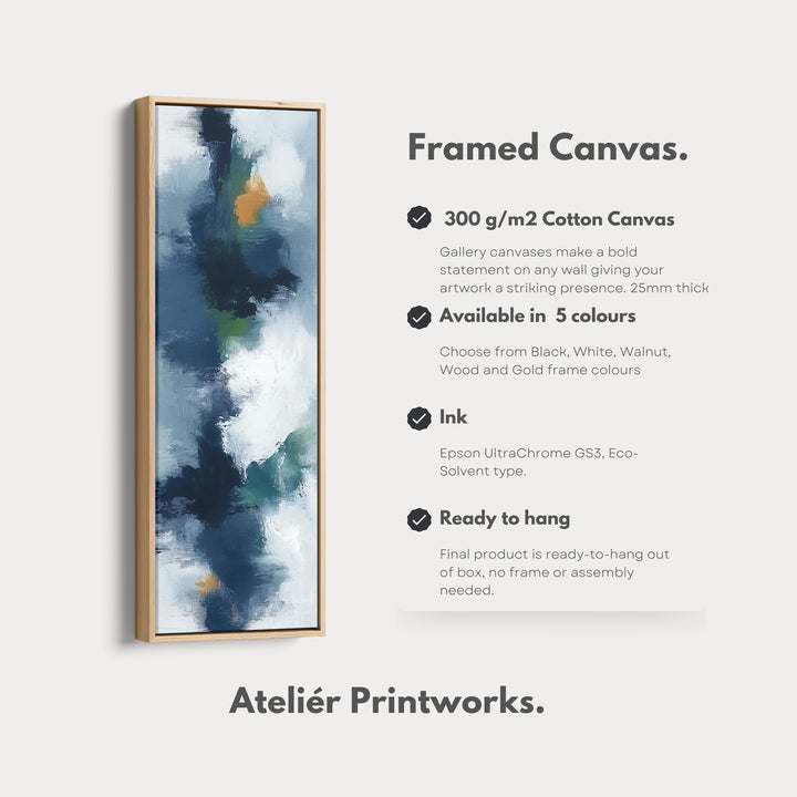 Blue Abstract Long Vertical Large Canvas Wall Decor - V0049
