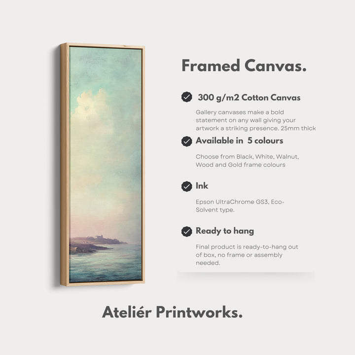 Vintage Sea Large Framed Canvas Long Vertical Narrow Wall Decor - V0095
