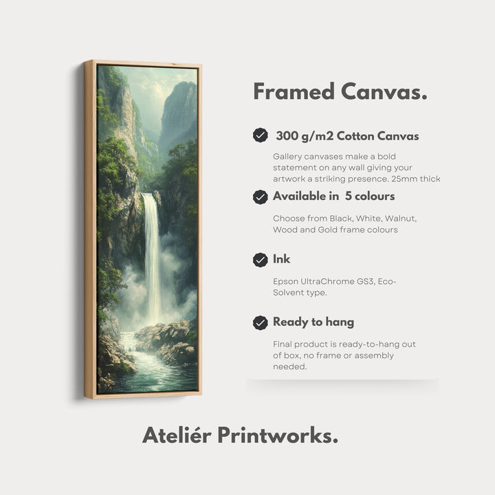 Long Narrow Vertical Large Canvas Wall Decor Waterfall - V0105