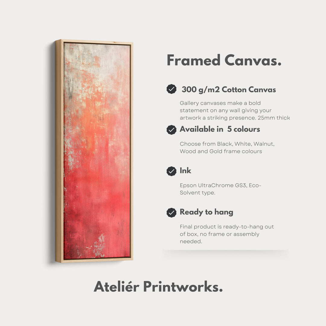 Abstract Red Vertical Tall Wall Art Large Framed Canvas - V0116