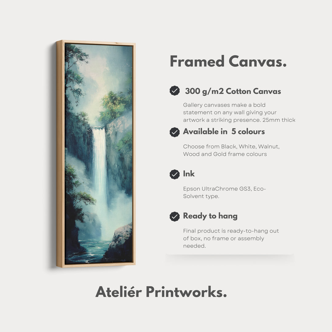 Waterfall Vertical Tall Wall Art Large Framed Canvas - V0118