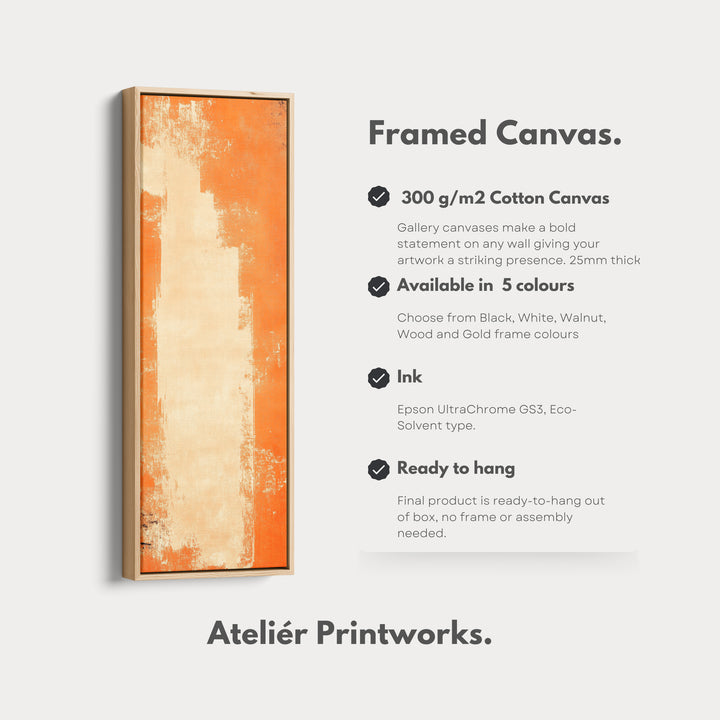 Abstract Orange Living Room Decor Vertical Wall Art - Tall Long Narrow Vertical - V0130