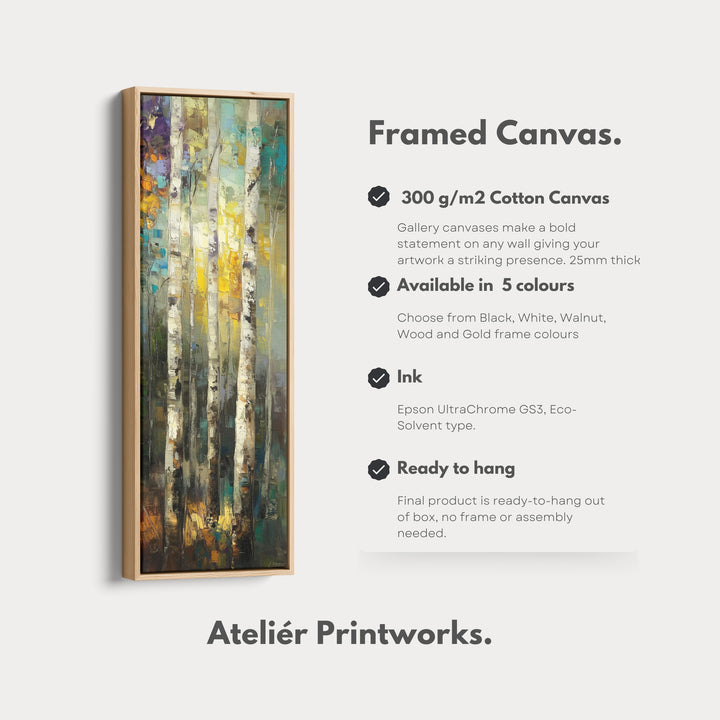 Birch Tree Long Narrow Vertical Wall Art Large Canvas Wall Decor - V0138
