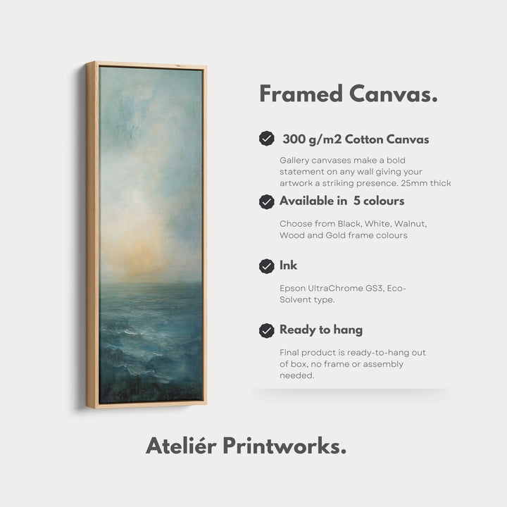Vintage Neutral Coastal Framed Vertical Long Canvas Wall Art Prints for bedroom - V0140