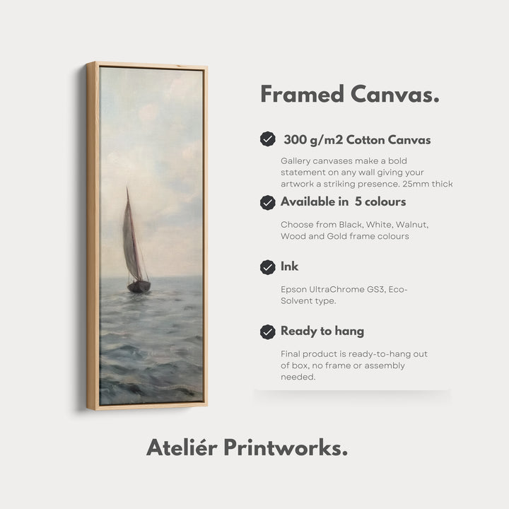 Long Canvas Wall Art Prints for bedroom Vintage Sailboat Framed Vertical - V0143