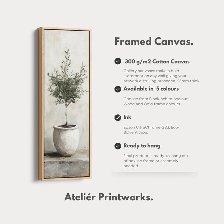 Rustic Olive Tree Long Narrow Vertical Wall Art Canvas - V0153