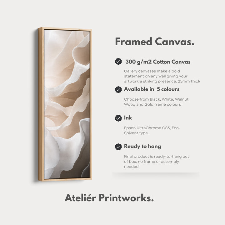 Beige & White Long Narrow Vertical Wall Art Large Canvas Decor - V0156