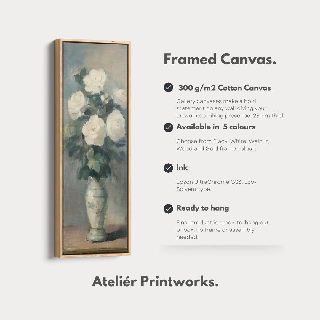 Vintage Roses Neutral Framed Canvas Wall Art For Living Room - V0163